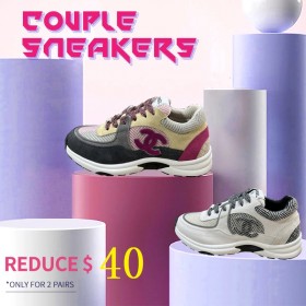 Chanel stitching breathable Couple style sneakers-6 colors available
